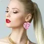 12 Pairs Valentines Day Heart PU Leather Dangle Earrings Bling Sequin Printed Petal Heart Drop Earrings for Valentines Day Women Girls Jewelry Set