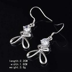 YAZILIND Sparkling Drop Dangle Earrings Statement Cubic Zirconia Clover Silver Hollow Women Fish Hook Earrings Elegant Party Jewelry