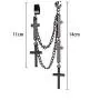 Punk Cuff Tassel Chain Earrings, Stainless Steel Cross Ear Cuff Crawler Climer Earring for Women Girls Men,Multi Layered Chain Drop Fashion Jewelry Punk Cuff Tassel Chain Earrings, Stainless Steel Cross Ear Cuff Crawler Climer Earring for Women Girls Men,Multi Layered Chain Drop Fashion Jewelry