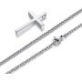 Reve Simple Stainless Steel Silver Tone Cross Pendant Chain Necklace for Men Women, 20-22 Inches