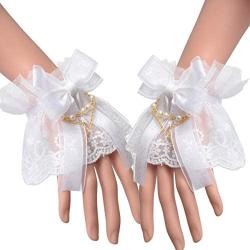 BLESSUME Lolita Lace Cuffs Steampunk Wrist Cuff Bracelet (White 10(1pr))