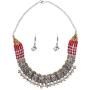 Saissa Oxidised Metal Choker Indian Boho Necklace Earrings Jewelry Set for Women