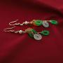 yigedan Natural Gem Dangle Hoops 3 Colors Jade Pearl Drop Earrings for Women Girls 14K Unique Handmade Jewelry