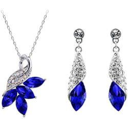 MAFMO Exquisite Austria Crystal Maple Leaf Necklace Earrings 2pcs Jewelry Set (8 Colors)