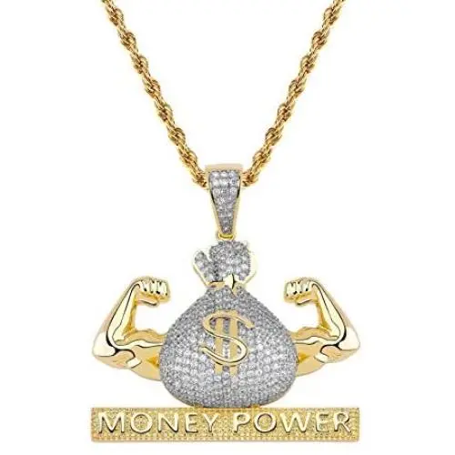 TOPGRILLZ Iced Out Pendant US Dollar Money Style 14K Gold Plated Cubic Zircon Necklace for Men Women Hip Hop Rock Jewelry Gifts TOPGRILLZ Iced Out Pendant US Dollar Money Style 14K Gold Plated Cubic Zircon Necklace for Men Women Hip Hop Rock Jewelry Gifts