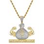 TOPGRILLZ Iced Out Pendant US Dollar Money Style 14K Gold Plated Cubic Zircon Necklace for Men Women Hip Hop Rock Jewelry Gifts