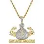 TOPGRILLZ Iced Out Pendant US Dollar Money Style 14K Gold Plated Cubic Zircon Necklace for Men Women Hip Hop Rock Jewelry Gifts TOPGRILLZ Iced Out Pendant US Dollar Money Style 14K Gold Plated Cubic Zircon Necklace for Men Women Hip Hop Rock Jewelry Gifts