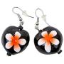 Hawaiian Plumeria Jewelry Set -Necklace, Bracelet, Earring for Luau Party, Graduation, Birthday. Made with Real Kukui Nut Lei with Hand Painted Flower, Tropical, Orchid Decoration