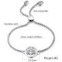 kelistom Life Tree Charm Stainless Steel Bracelet for Women Teen Girls, 18K Gold/Rose Gold/White Gold Plated Adjustable Link Chain Bracelet Gift Friendship