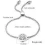 kelistom Life Tree Charm Stainless Steel Bracelet for Women Teen Girls, 18K Gold/Rose Gold/White Gold Plated Adjustable Link Chain Bracelet Gift Friendship