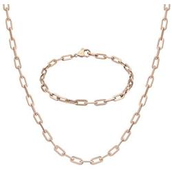 Moris Paperclip Link Chain Necklace Bracelet Set for Women Girls 18K Gold Plated Birthday Gift