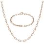 Moris Paperclip Link Chain Necklace Bracelet Set for Women Girls 18K Gold Plated Birthday Gift