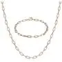 Moris Paperclip Link Chain Necklace Bracelet Set for Women Girls 18K Gold Plated Birthday Gift