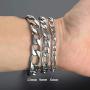 ChainsHouse Figaro Link Chain Bracelet Stainless Steel/Black/18K Gold Plated Wrist Bracelets for Men Women, 6MM-13MM, 7.5''/8.3'', Send Gift Box