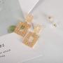 DanDanF Geometric Rhinestone Fully-jewelled Dazzle Statement Earrings, 14K Gold Plated Jewelry Gift for Women
