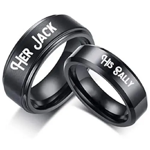 His Sally Her Jack Black Stainless Steel Romantic Couple Ring Lovers Promise Anniversary Engagement Wedding Bands His Sally Her Jack Black Stainless Steel Romantic Couple Ring Lovers Promise Anniversary Engagement Wedding Bands