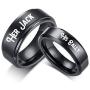 His Sally Her Jack Black Stainless Steel Romantic Couple Ring Lovers Promise Anniversary Engagement Wedding Bands