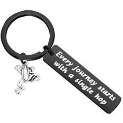 ENSIANTH Every Journey Starts with A Single Hop Keychain Frog Lover Gifts Travel Quote Motivational Jewelry Graduation Student Gift