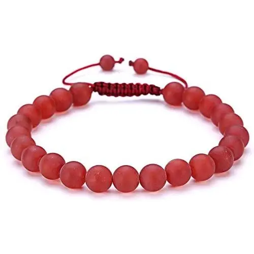 BRCbeads Gemstone Beaded Bracelets Natural Birthstone Healing Power Crystal Beads Macrame Adjustable 7-9 Inch Gift Box