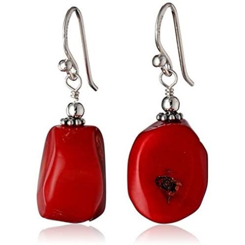 Barse ''Basics'' Red Bamboo Coral Drop Earrings