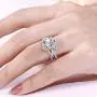 JEULIA Halo Solitaire Engagement Rings for Women Sterling Silver Floral Flower Rings Rose Gold Plated Diamond Ring Round Cut Bridal Ring Set Anniversary Promise Rings for Her