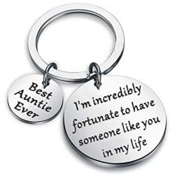 Zuo Bao Aunt Gift Best Auntie Ever Keychain Gift for Auntie from Nephew Niece Jewelry Gift Idea for Aunt Im Incredibly Fortunate to Have Someone Like You in My Life Keychain