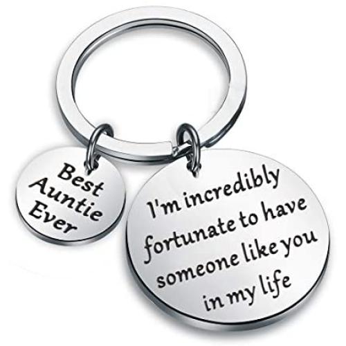 Zuo Bao Aunt Gift Best Auntie Ever Keychain Gift for Auntie from Nephew Niece Jewelry Gift Idea for Aunt Im Incredibly Fortunate to Have Someone Like You in My Life Keychain