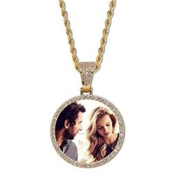 GUCY Picture Necklace for Women Men Personalized Custom Photo Round Necklace Rope Chain