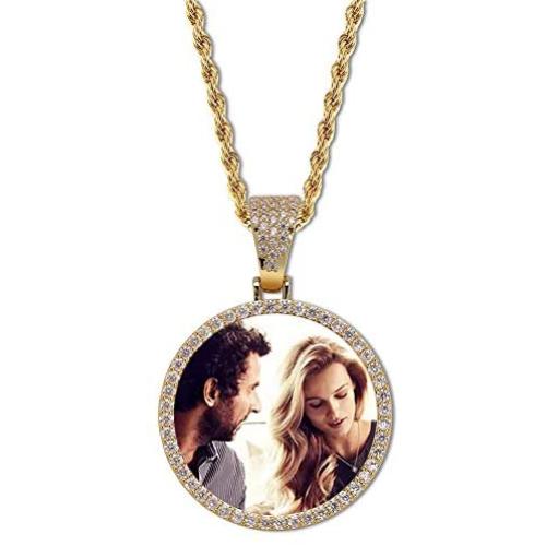GUCY Picture Necklace for Women Men Personalized Custom Photo Round Necklace Rope Chain