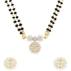Efulgenz Indian Bollywood Traditional Gold Plated Ruby Emerald/Color CZ Stone Mangalsutra Pendant Necklace Jewelry with Chain for Women