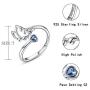 Semicolon Butterfly Survivor Rings 925 Sterling Silver Encouragement Fighter Ring Inspired Jewelry Minimalist Open Tail Finger Stacking Adjustable Ring with Blue CZ for Women Teen Girl Friend Gifts