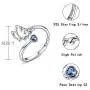 Semicolon Butterfly Survivor Rings 925 Sterling Silver Encouragement Fighter Ring Inspired Jewelry Minimalist Open Tail Finger Stacking Adjustable Ring with Blue CZ for Women Teen Girl Friend Gifts