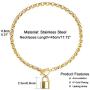 N/Q Punk Padlock Lock Love Heart Stainless Steel Pendant Necklace Bracelet for Women Men Teen Girls Boys 18K Gold Silver Plated Rock Gothic Hip Hop Link Paperclip Chain Jewelry Set