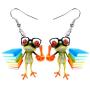 NEWEI Acrylic Sweet Cartoon Teacher Frog Earrings Drop Dangle Fashion Animal Jewelry for Women Girls Teens Gift Charms