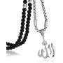 BLEUM CADE Islamic Jewelry Allah Necklace Muslim Pendants Necklace with Natural Agate Stone Chain 26''