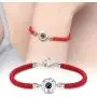 PAPAGENA I Love You 100 Languages Projection Bracelet for Boyfriend Girlfriend Couples Bracelets Red / Black Braided Rope Bracelet Best Friends Valentines Gifts