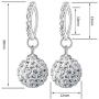 Mandio 925 Sterling Silver Crystal 10/12mm Disco Ball Earrings, Dangle Drop Earrings for Women/Girls