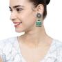 Aheli Intricate Floral Design Crafted Ethnic Wedding Wear Silver Tone Oxidize Enamel Jhumki Dangle Earrings Indian Ethnic Fashion Jewelry for Women