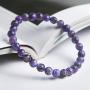 7mm Genuine Purple Natural Charoite Bracelet Crystal Round Bead Stretch Bracelet Woman Lady