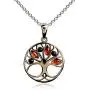 Multicolor Amber Sterling Silver Gold Plated Tree Pendant Necklace Chain 18''