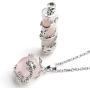 Jovivi 2pc Dragon Wrapped Round Ball Cylinder Gemstone Healing Crystal Pendant Necklaces Set