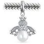 Garden Insect White Simulated Pearl Queen Bumble Bee Dangle Charm Bead For Mother .925 Sterling Silver Fit European Bracelet