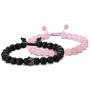 EnjoIt Couple Distance Bracelet Diffuser Beads Crown Queen Bracelets Matte Agate & White Howlite Lava Stone