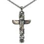 Native American Alaskan Indian Tribal Jewelry Totem Pole Tiki Maori Hawaiian Polynesian African protection amulet Pewter Mens Pendant Necklace Travel Wealth Money Lucky Charm w Stainless Steel Chain