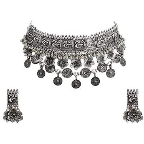 Zephyrr Fashion Choker Necklace Earrings Set Tribal/Turkish Style Women Boho Style Jewelry