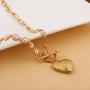 Kumshunie Heart Picture Locket Necklace Toggle Clasp Pendant 18K Gold Plated Choker Jewelry for Men Women