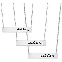 MAOFAED Big Middle Little Sister Necklaces Bar Necklace Gift for Sister Family Love Necklace
