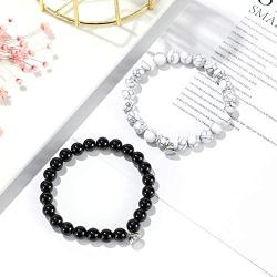 Magnetic Bracelets for Couples 2 Pieces Magnet Matching Distance Relationship Bracelet for Couples Natural Stone Beads Bracelets for women men girl Boyfriends and Girlfriends