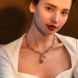 Shiny Shiny Curved Cuff Snake Choker Necklace Rose Gold Color Collar Crystal Cocktail Snake Jewelry