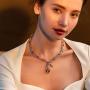 Shiny Shiny Curved Cuff Snake Choker Necklace Rose Gold Color Collar Crystal Cocktail Snake Jewelry